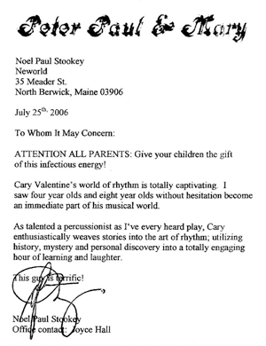 Noel Paul Stockey Letter
